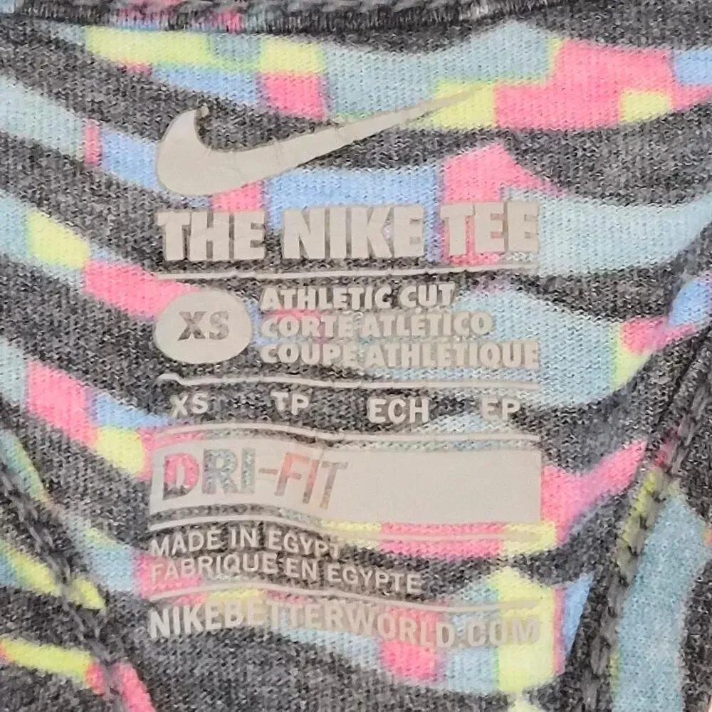 Nike Dri-Fit RUN Wave Print Racerback Tank Top Size XS Grey Pink Blue Yellow
